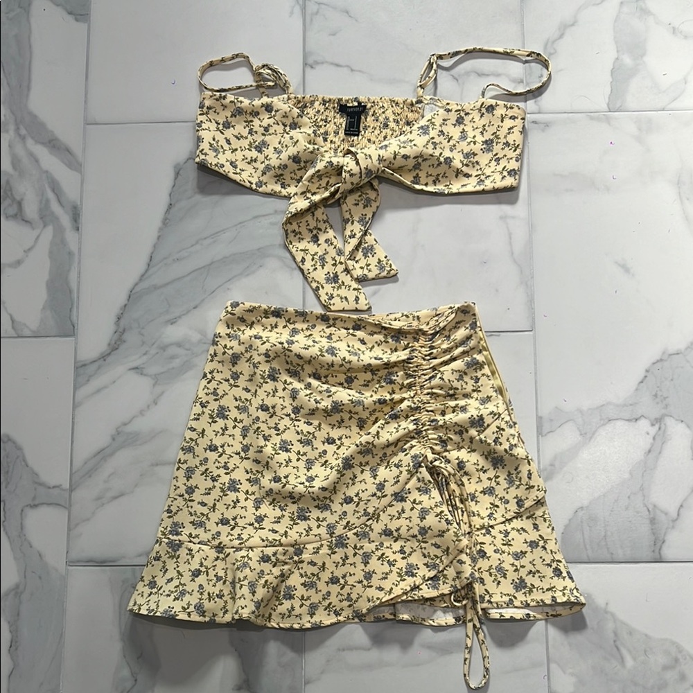 Floral Yellow Skirt Set